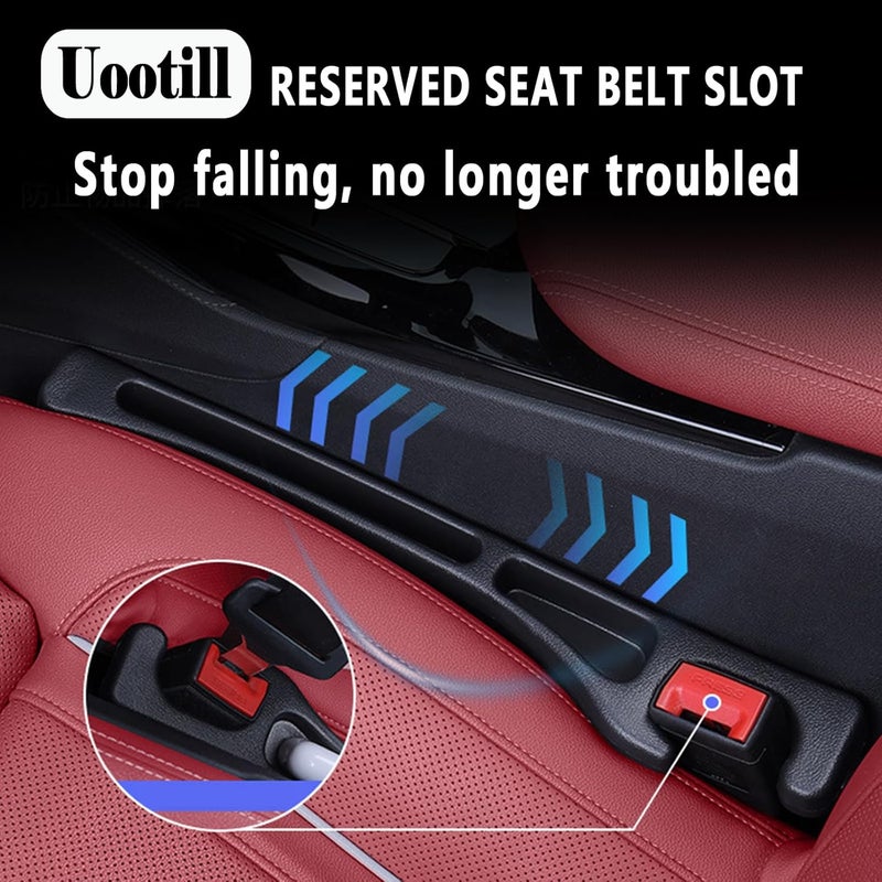 Uootill Car Seat Gap Filler, car in between seat catcher 2-Pack No-Drop Seat Side Gap Seam Filler Organizer, Universal filler between car seat and console (Black) - Image 4